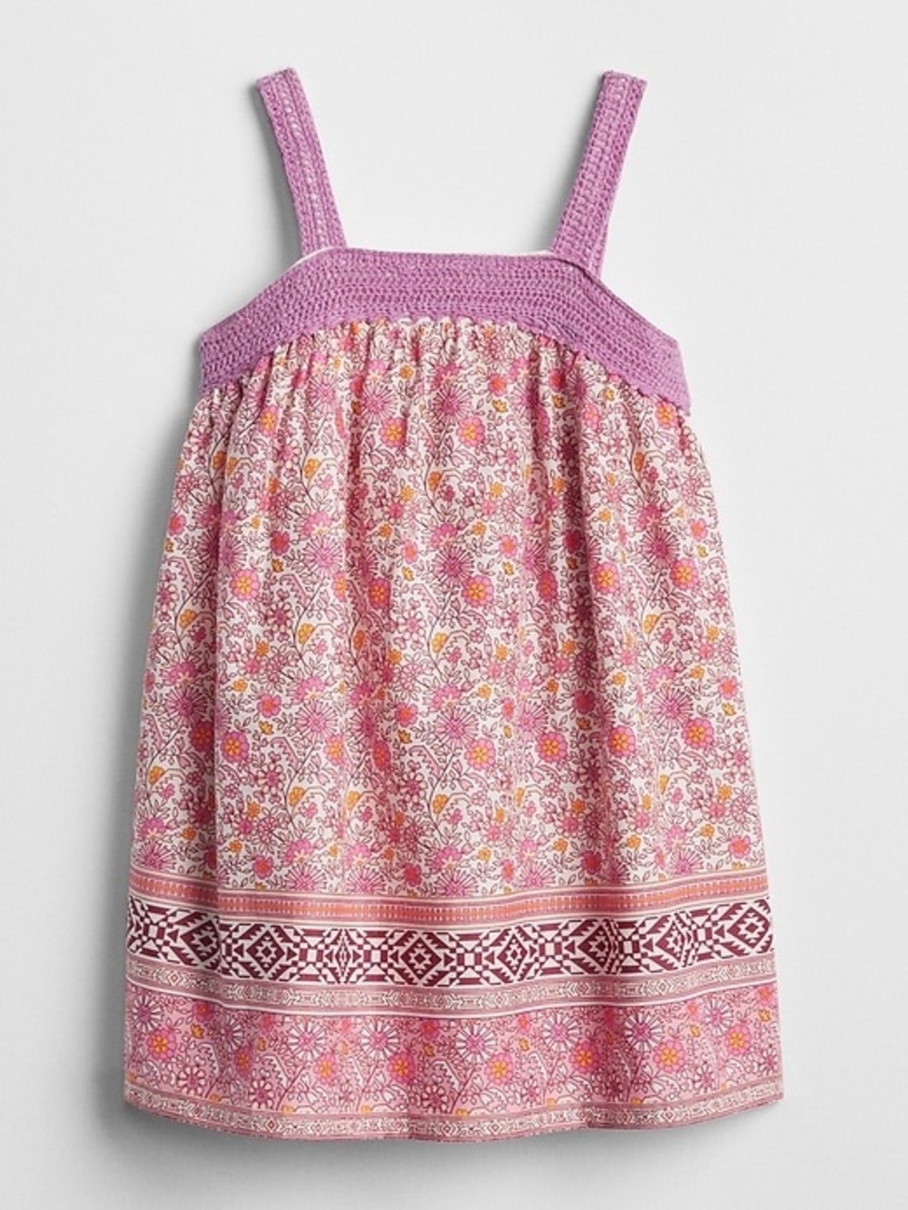 baby GAP Pink Crochet Trim Floral Dress size 3T